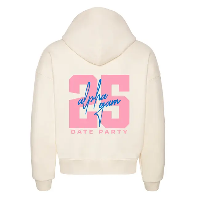 Alpha Gamma Delta Bold Number and Script Date Party Hoodie 2