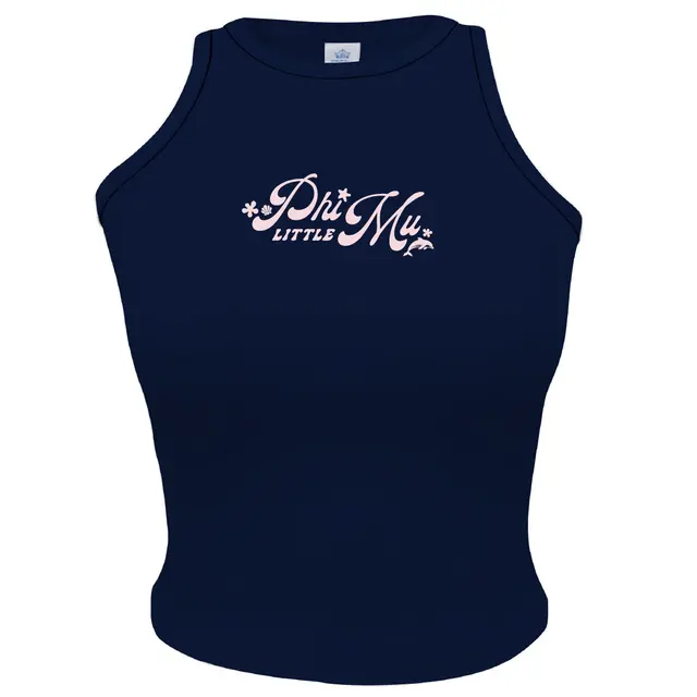 Phi Mu Swirling Script Big Little Reveal Tank 2