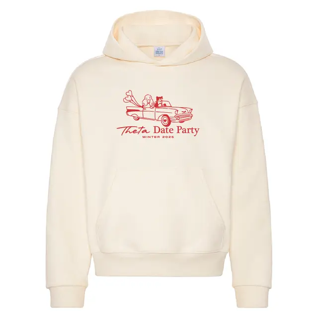 Kappa Alpha Theta Retro Car and Poodle Date Party Hoodie 2