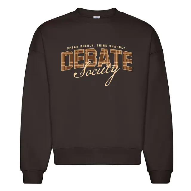 Debate Society Plaid Text PR Crewneck 2