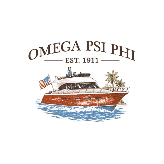 Omega Psi Phi Cruising USA Themed Yacht Drawing PR Shirt