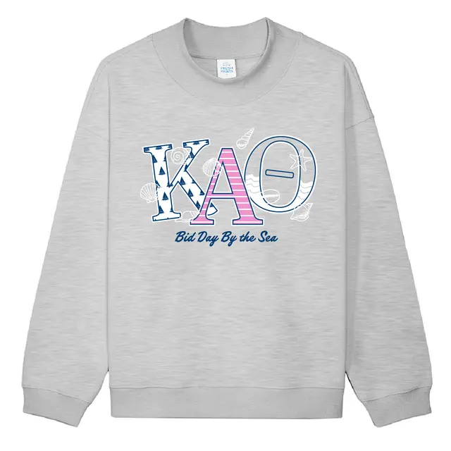 Sea Patterned Text with Doodle Bid Day Sweater Design for Kappa Alpha Theta