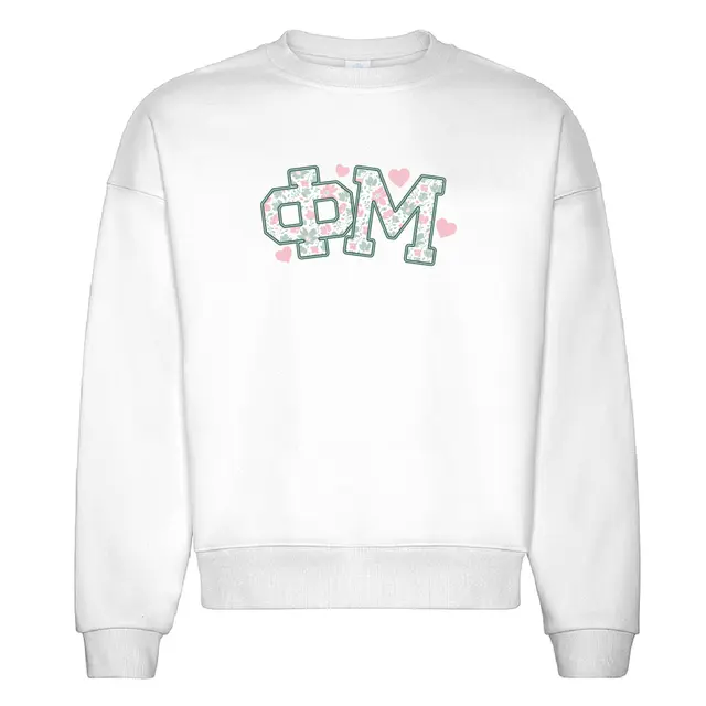 Phi Mu Floral Pattern Hearts PR Crewneck 2