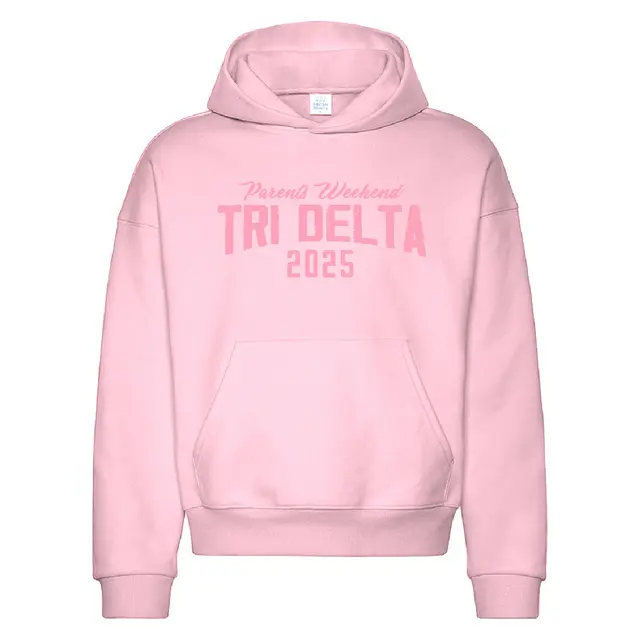 Delta Delta Delta Bold Pink Text Parents Weekend Hoodie 2
