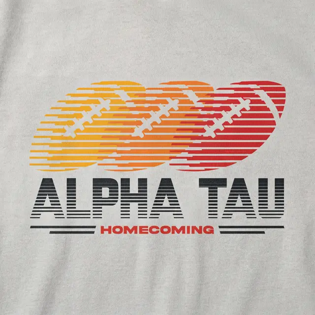 Alpha Sigma Tau Striped Football Graphic Homecoming Crewneck