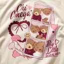 Chi Omega Cute Drawing of Bears on Photobooth Picture with Hearts and Flowers Big Little Reveal Hoodie