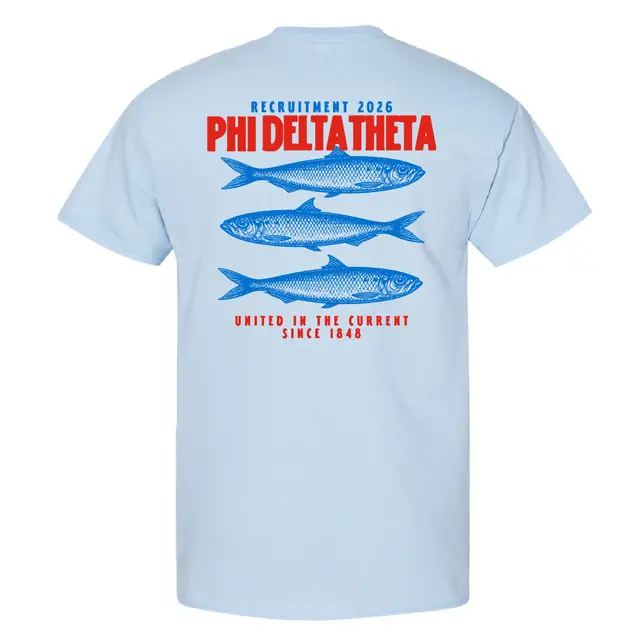 Phi Delta Theta Blue Fish Graphic Recruitment Shirt 2