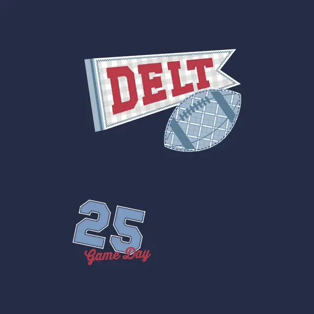 Delta Tau Delta Pennant and Plaid Football Game Day Crewneck