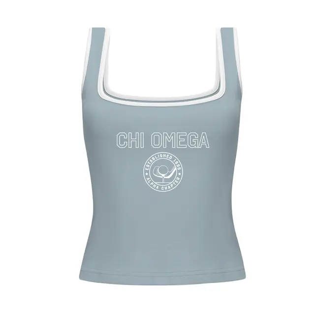 Chi Omega Block Lettering Rush Tanks 2