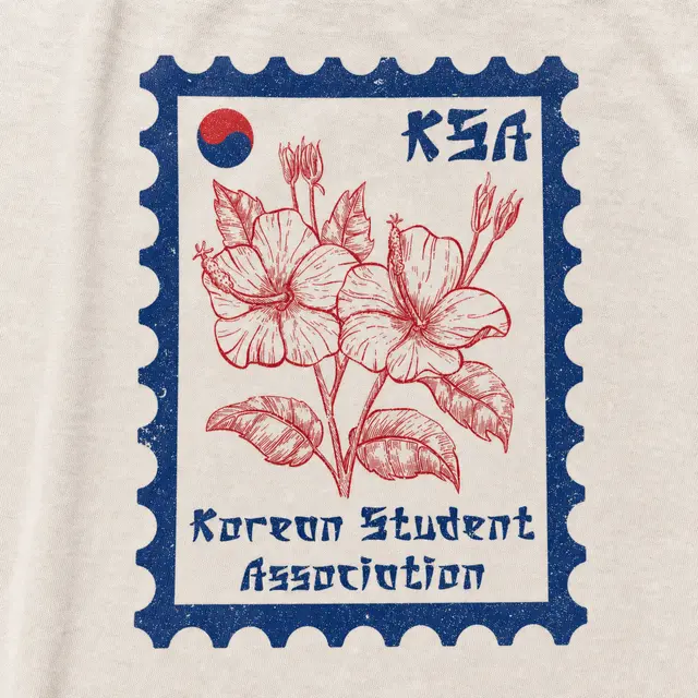 Korean Student Association Floral Stamp Graphic PR Shirt