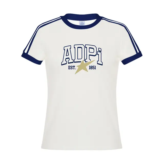 Alpha Delta Pi Stacked Lettering Star Est Shirt 2