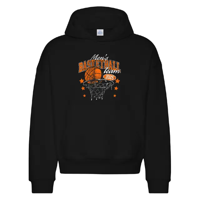 Men's Basketball Bold Orange Text Graphic PR Hoodie 2