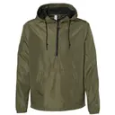 Independent Trading Co. Lightweight Windbreaker Pullover Jacket exp54lwp Army Black Zipper Front