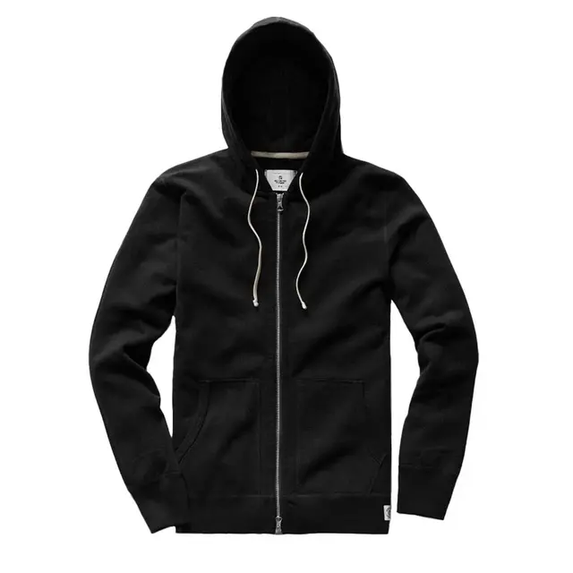 Reigning Champ Midweight Terry Full-Zip Hoodie rc-3205 Black Front