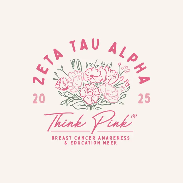 Zeta Tau Alpha Floral Think Pink Philanthropy Shirt