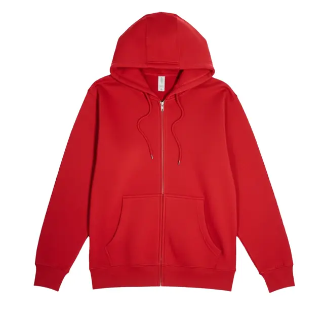Unisex Premium Full-Zip Hooded Sweatshirt Red Front