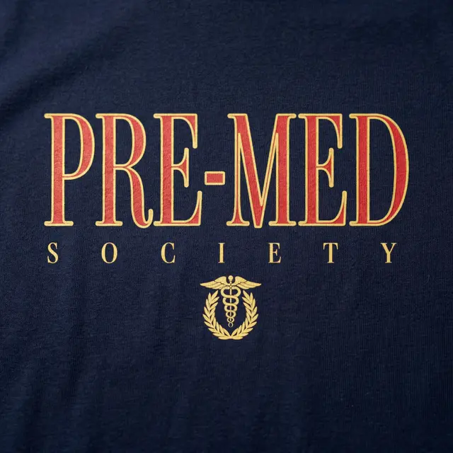 Pre-Med Society Bold Lettering Laurel Graphic PR Crewneck