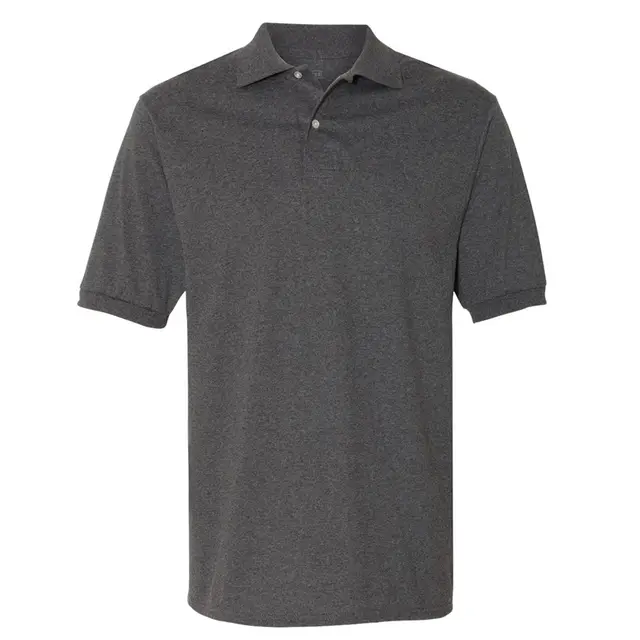 Customizable Jerzees Adult 5.6 Oz. Spotshield Jersey Polo 437 Black Heather Front