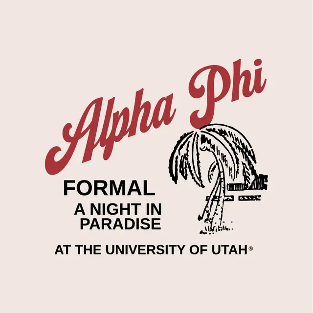 Alpha Phi Palm Tree Flowing Script Formal Shirt
