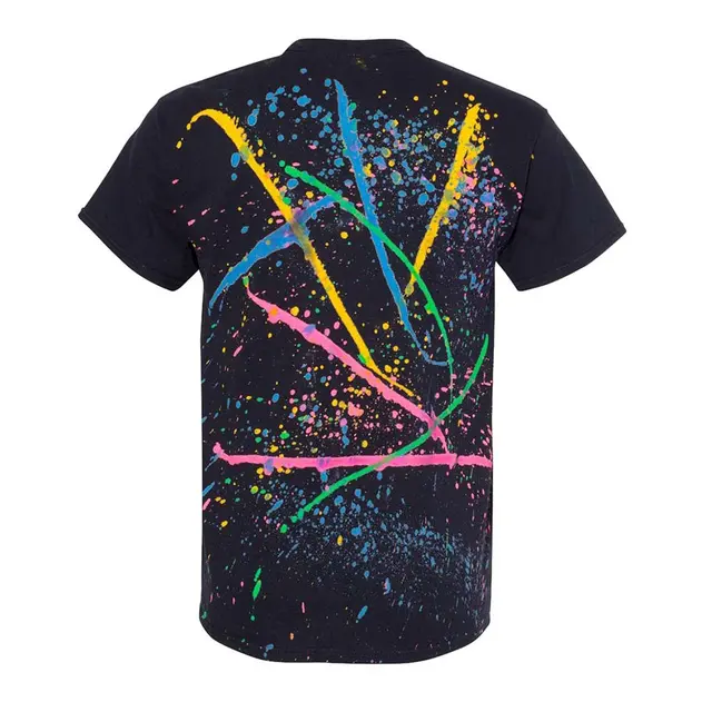 Dyenomite Splatter Tee 200sl Black with Rainbow Back