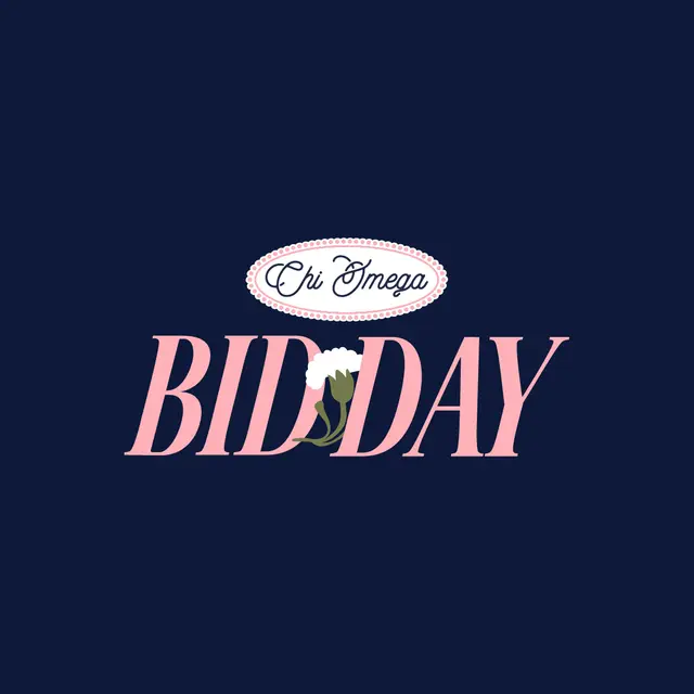 Chi Omega Pink Lettering with Flower Bid Day Tank