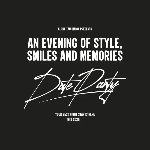 Alpha Tau Omega Bold Script Date Party Shirt