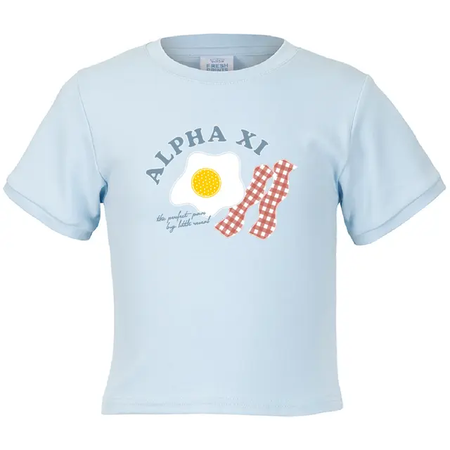 Alpha Xi Delta Egg and Bacon Patches Big Little Reveal Shirt 2