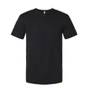 American Apparel Unisex CVC Henley Tee Black Front