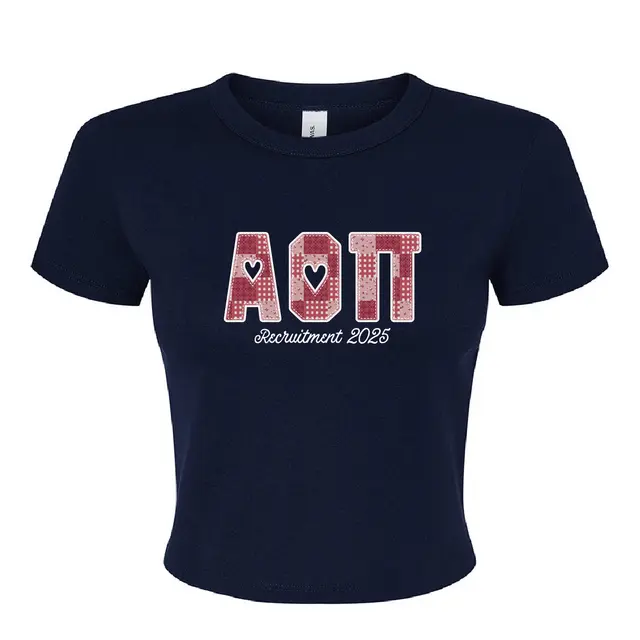 Alpha Omicron Pi Heart Cutout Plaid Recruitment Shirt 2