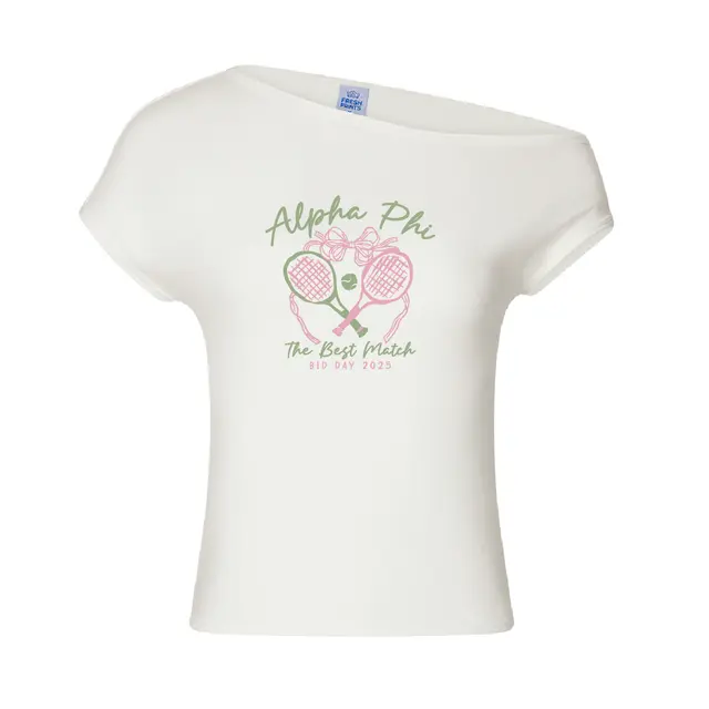 Alpha Phi Tennis Racket and Bow Bid Day Shirt 2