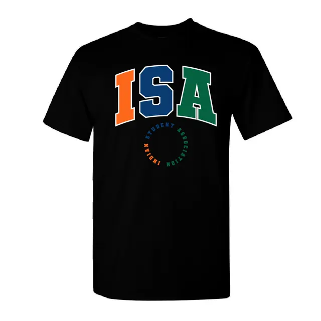 Indian Student Association Block Lettering Circle Design Shirt 2