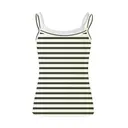 Fresh Prints  Bailey Layered Tank Cream Black Khaki Stripes mto Back