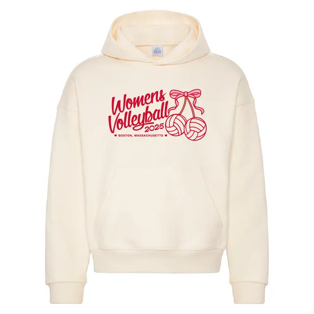 Womens Volleyball Ribbon Volleyballs PR Hoodie 2