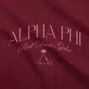 Alpha Phi Flowing Script Red Dress Gala Shirt