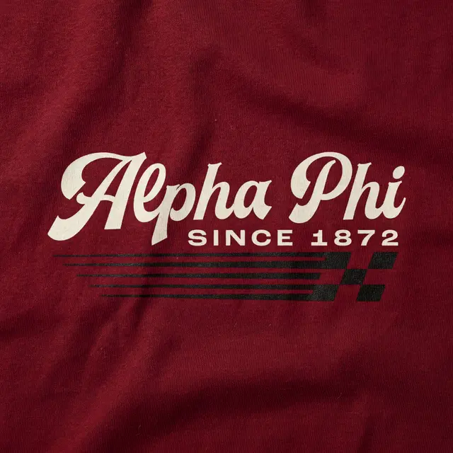 Alpha Phi Script Lettering Racing Stripes PR Tank