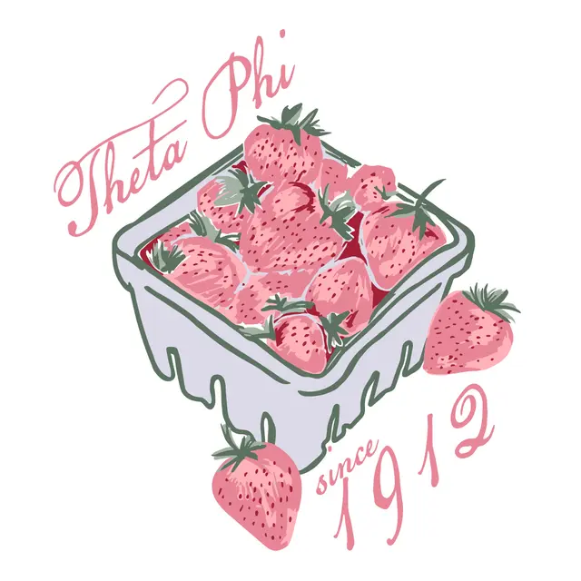 Theta Phi Alpha Container Full of Strawberries Drawing PR Crop Top
