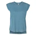Bella + Canvas Ladies' Flowy Muscle T-Shirt with Rolled Cuff Heather Deep Teal Front