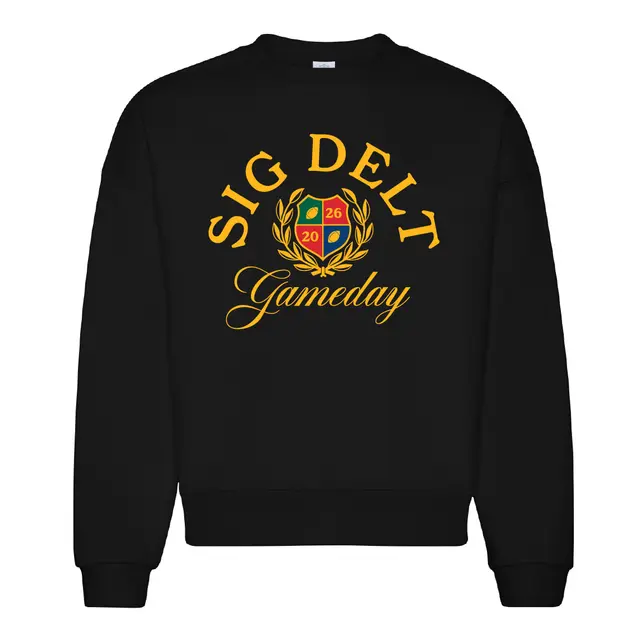Sigma Delta Tau Block Lettering Crest Game Day Crewneck 2