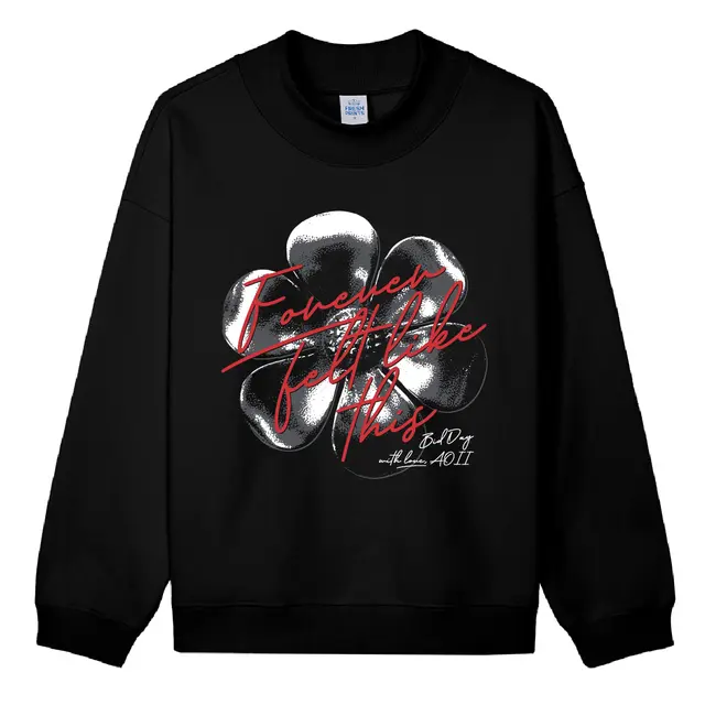 Alpha Omicron Pi Red Script Metallic Flower Bid Day Crewneck 2