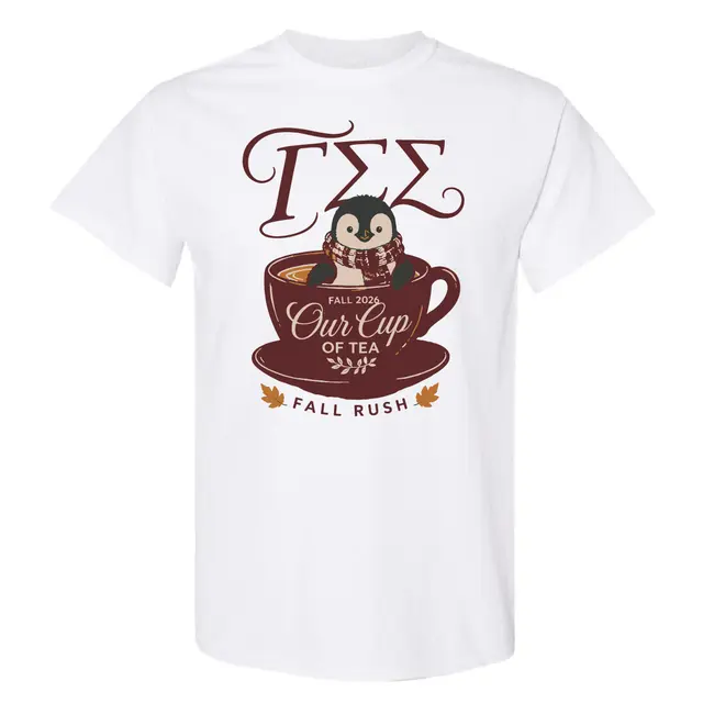 Gamma Sigma Sigma Penguin in Tea Cup Fall Rush Shirt 2