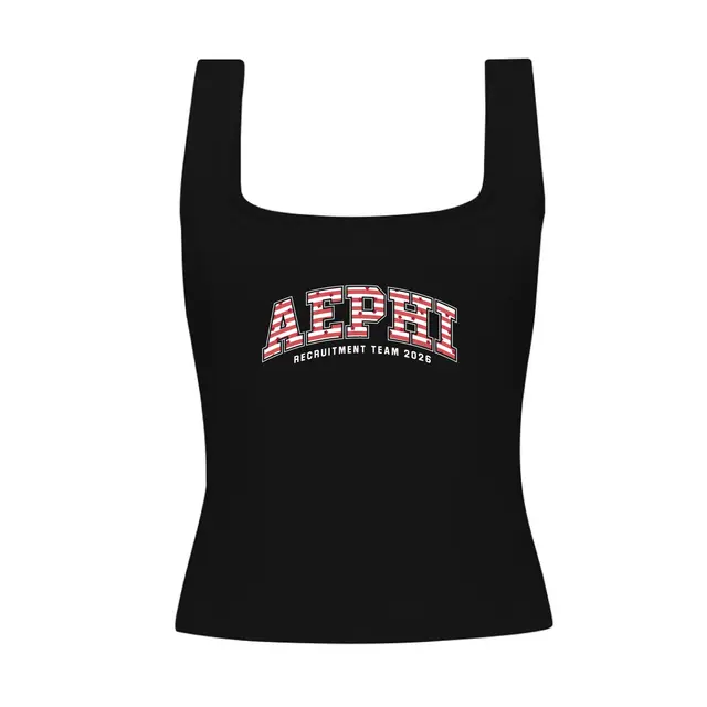Alpha Epsilon Phi Striped Lettering Rush Tank 2