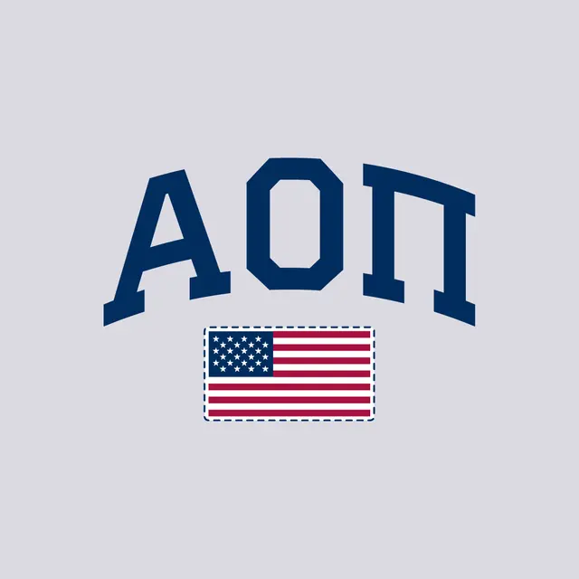 Alpha Omicron Pi Bold Text with American Flag PR Tank