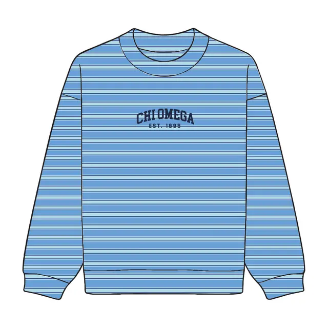 Chi Omega Striped Lettering PR Sweater 2