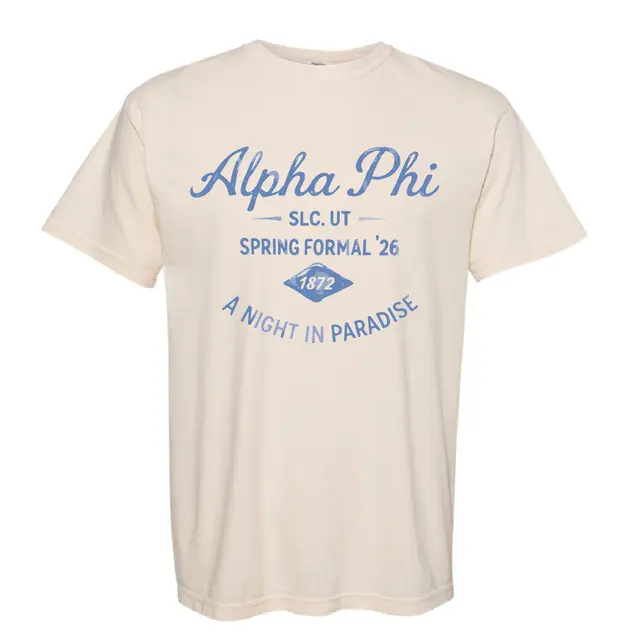 Alpha Phi Curved Script and Graphic Spring Formal Shirt 2