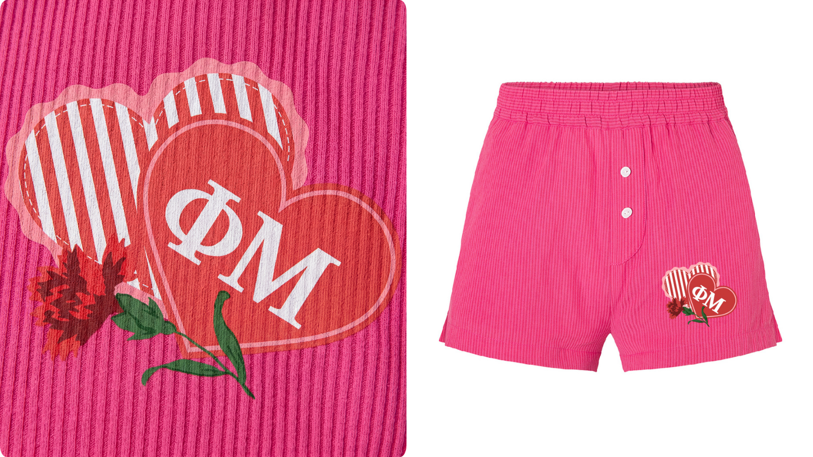 Phi Mu Heart Illustration PR Shorts