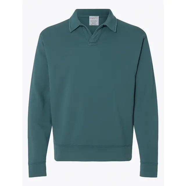 Hanes Unisex Garment-Dyed Polo Collar Sweatshirt - GDH490 Cactus Front