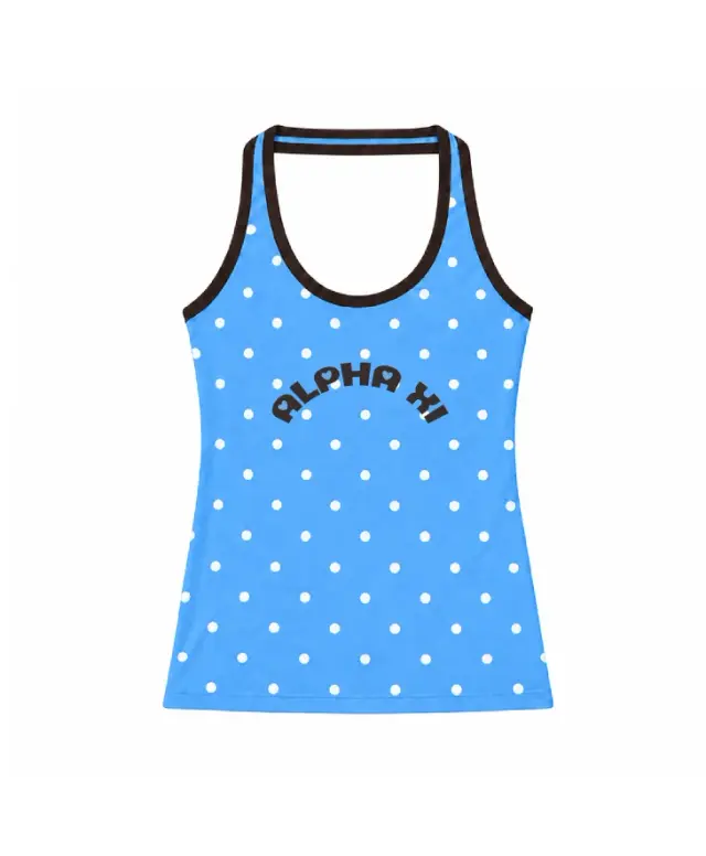 Alpha Xi Curved Text Polka Dot PR Tank
