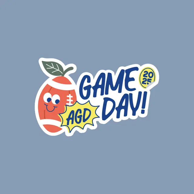 Alpha Gamma Delta AGD Playful Football Illustration Game Day Crewneck