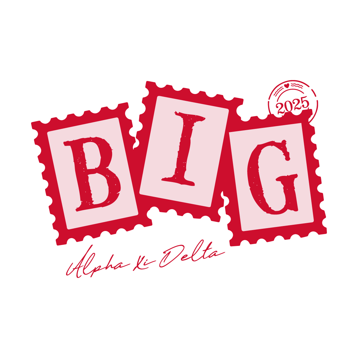 Stamps With Letters In Red And Pink PR Sweater Alpha Xi Delta Merch ...