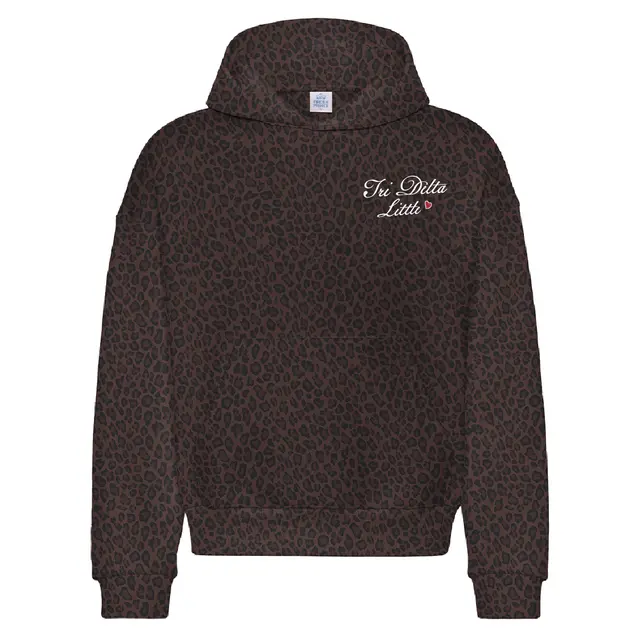 Delta Delta Delta Script Lettering with Heart Big Little Reveal Hoodie 2